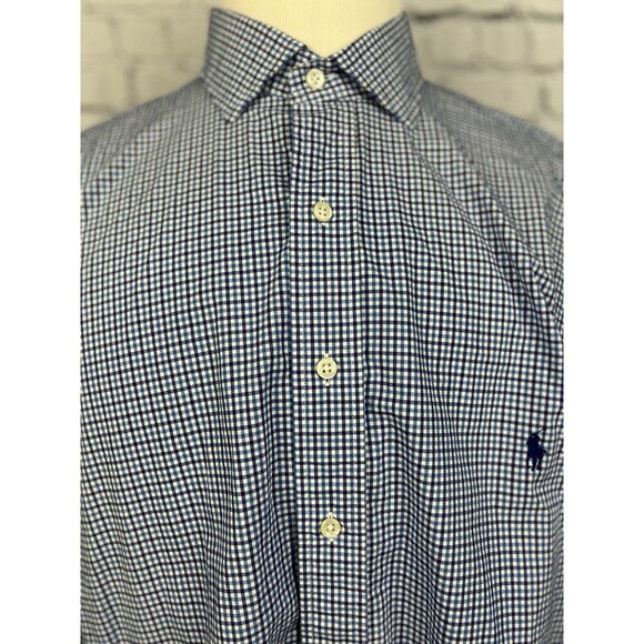 Polo Ralph Lauren Men XLT Long Sleeve Button Up Shirt Blue,White Tattersall - Picture 5 of 7